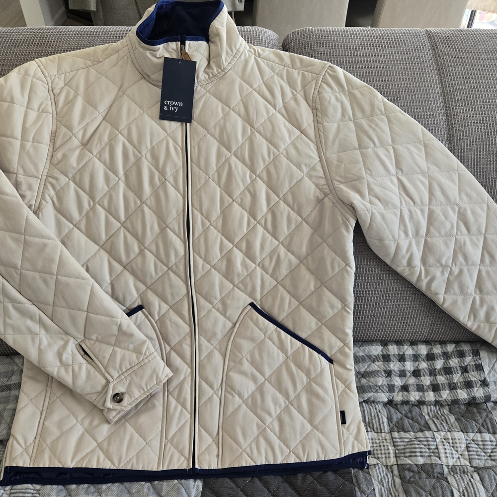 Cream & Navy Quilted Jacket